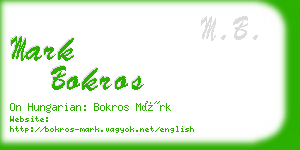 mark bokros business card